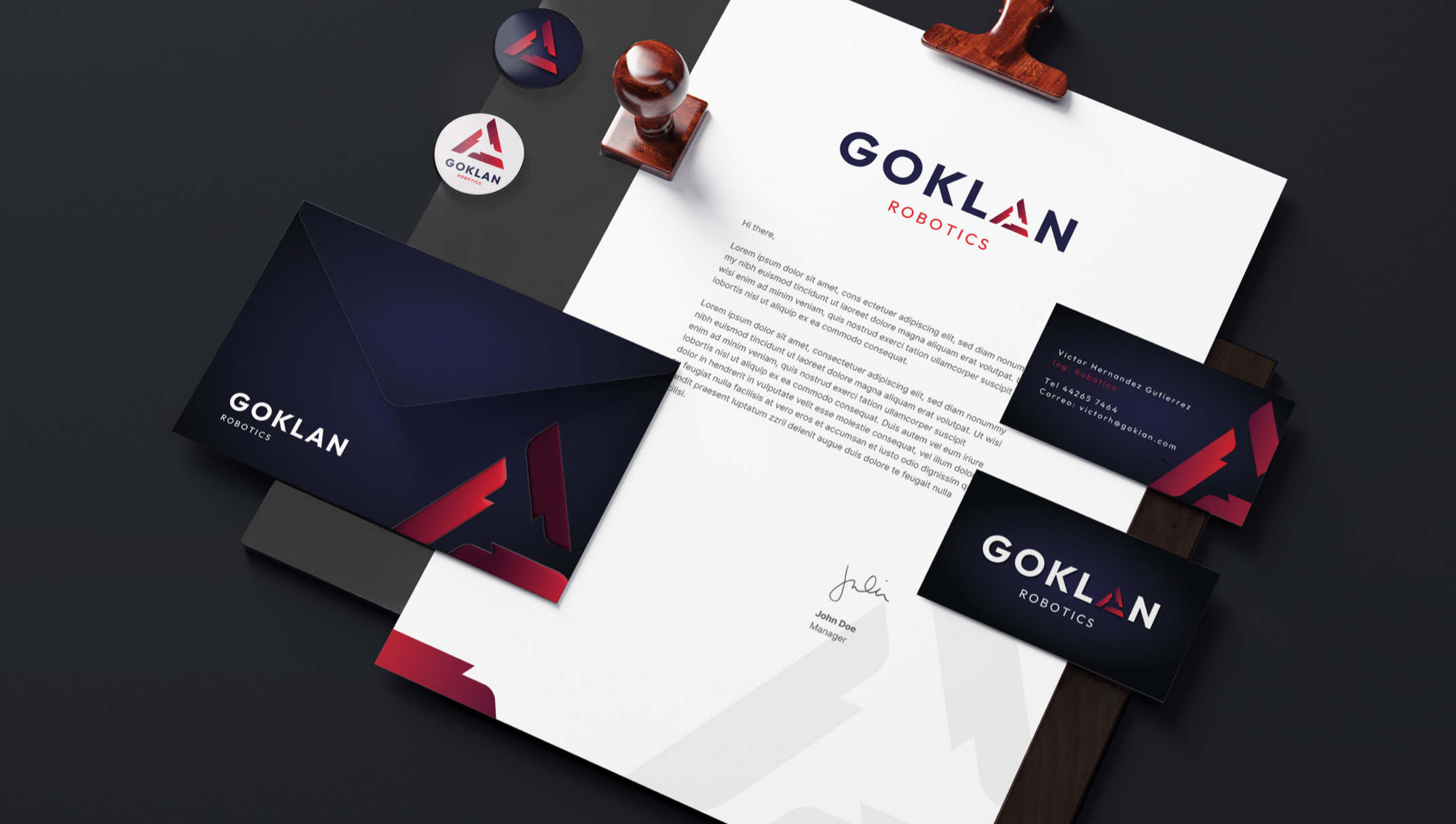 Papelería corporativa GOKLAN para documentación de proyecto
